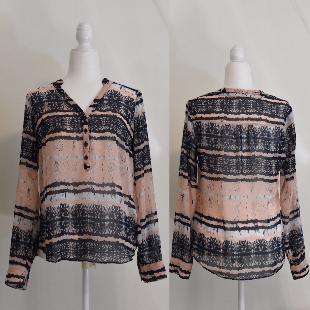A.N.A. Pink/Blue Pattern Blouse Size M
